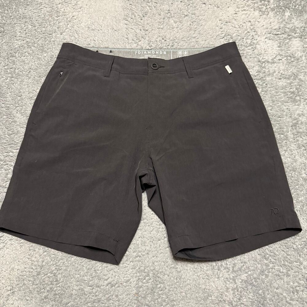 7 Diamonds Aeroplane Performance Shorts Mens 32 Dark Gray Lightweight Stretch